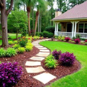 Residential landscaping and walkway installation in an Orlando FL suburb