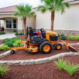 Commercial landscaping equipment and grounds maintenance at an Orlando FL property