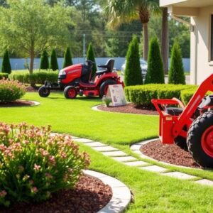 Full-service landscaping and lawn care equipment at an Orlando Florida property
