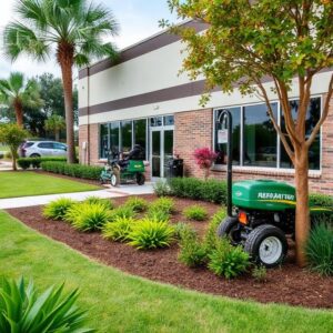 Commercial grounds maintenance at an office building in Orlando FL Orange County