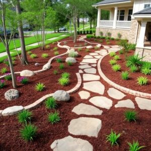 Paver walkway and stone steps with professional landscaping in Orlando Florida