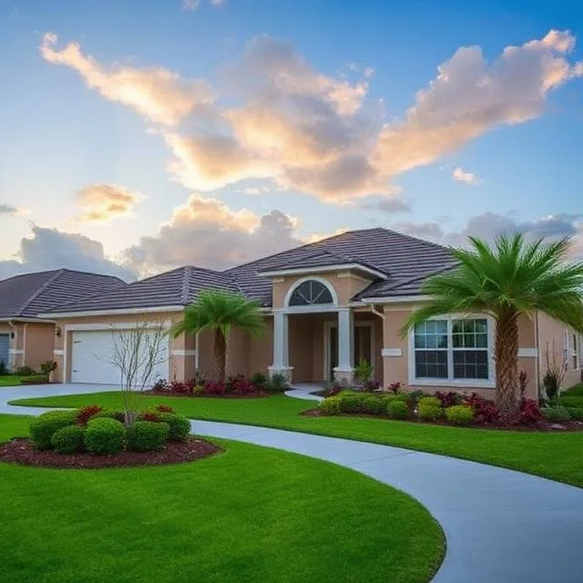 Lakefront home landscaping in Maitland, Florida
