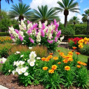 Custom landscape installation with native Florida plants and tropical flowers in Orlando FL